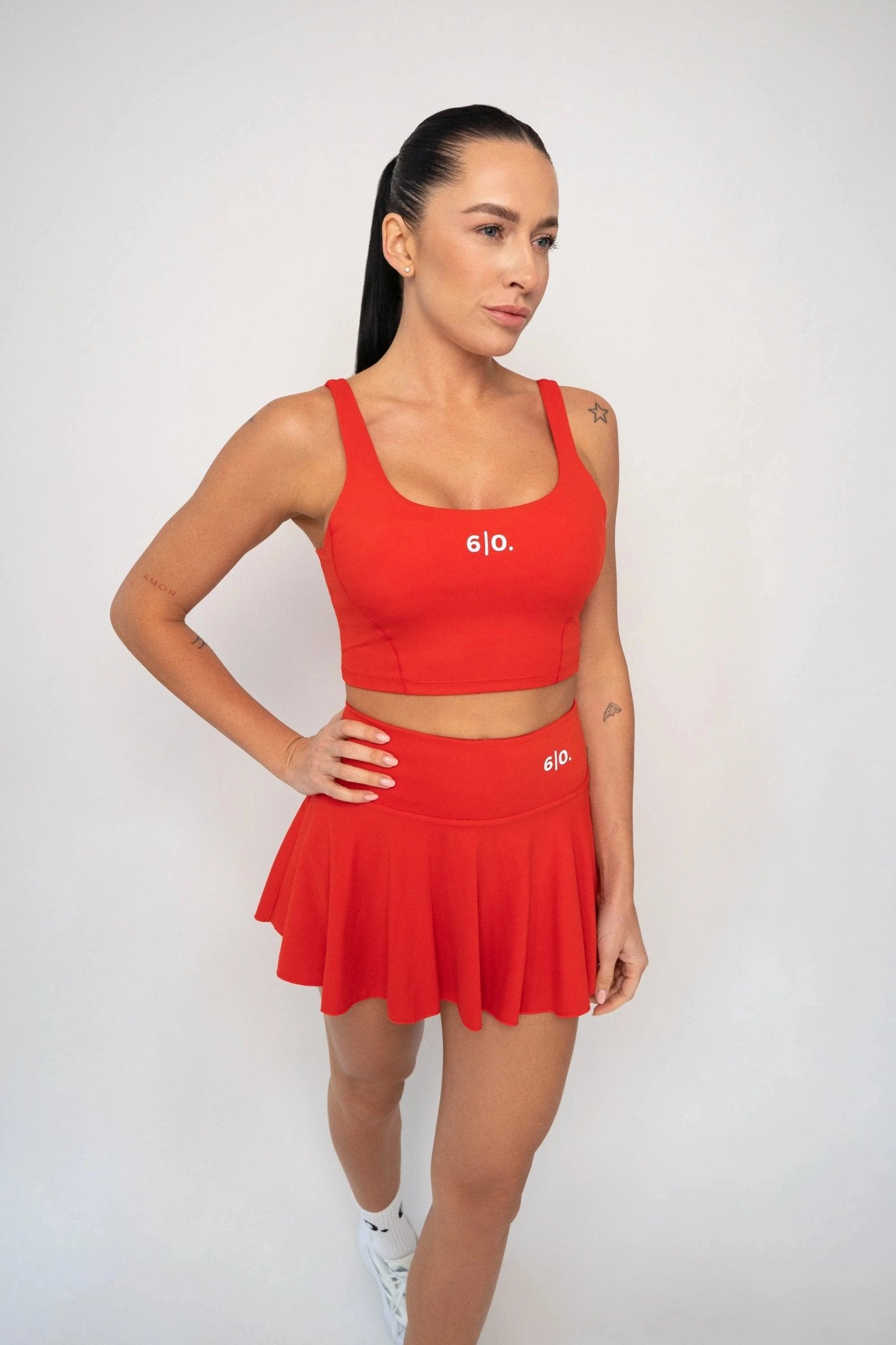 Dark brown Bra top & skirt set - Six Zero padel