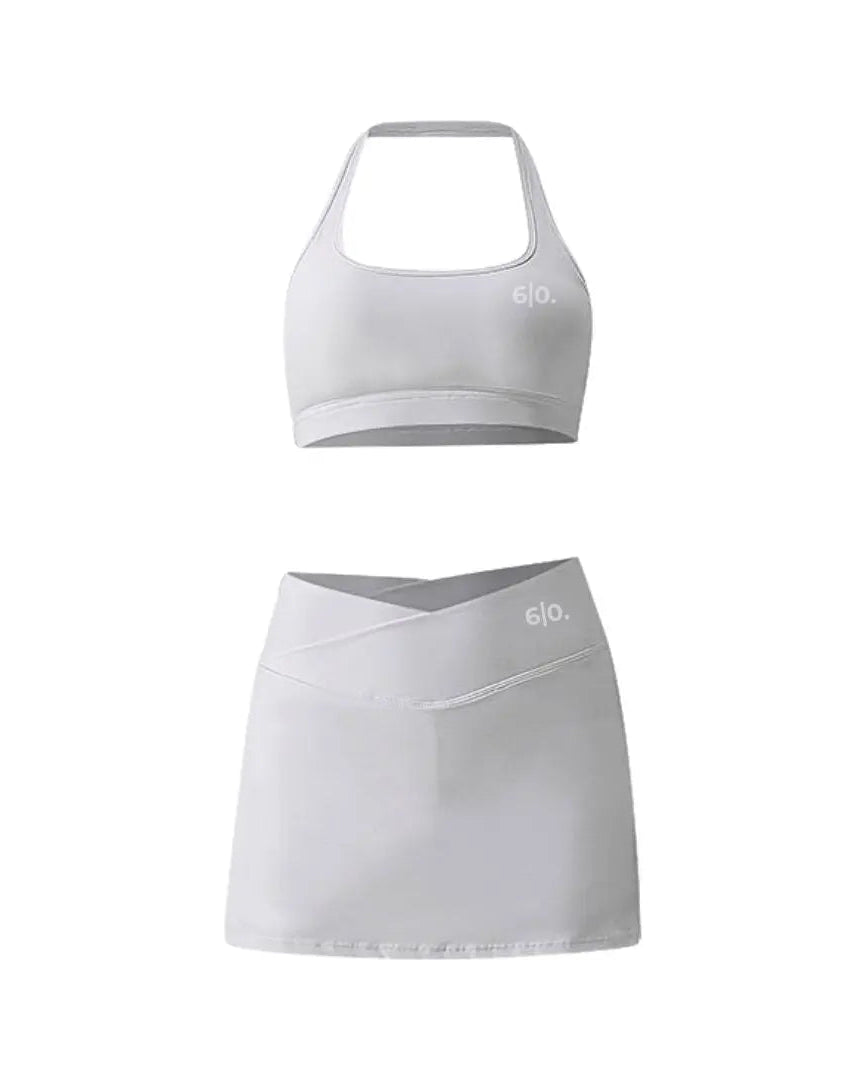 Modern design white skirt and bra set - Six Zero padel