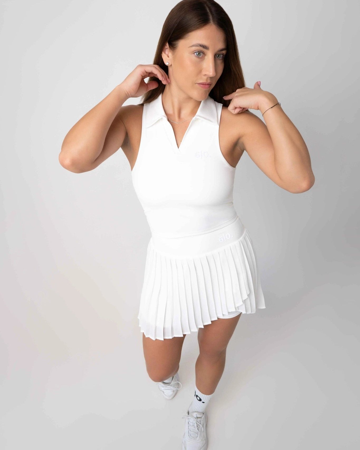 White polo t-shirt & skirt set - Six Zero padel