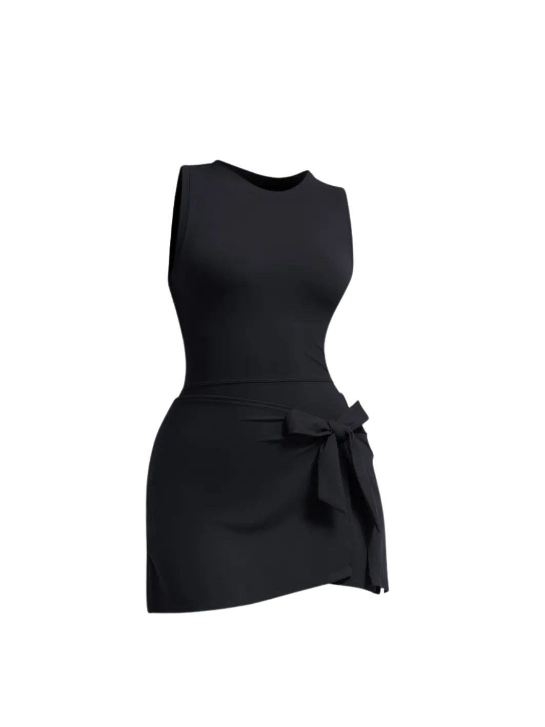 New black slimming effect short dress with belt (without bra) My Store