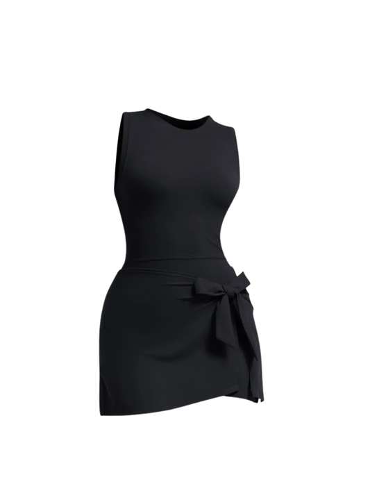 New black slimming effect short dress with belt (without bra) My Store