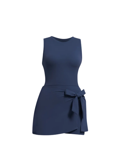 New dark blue slimming effect short dress with belt (without bra) My Store