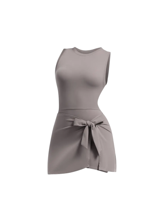 New grey slimming effect short dress with belt (without bra) My Store