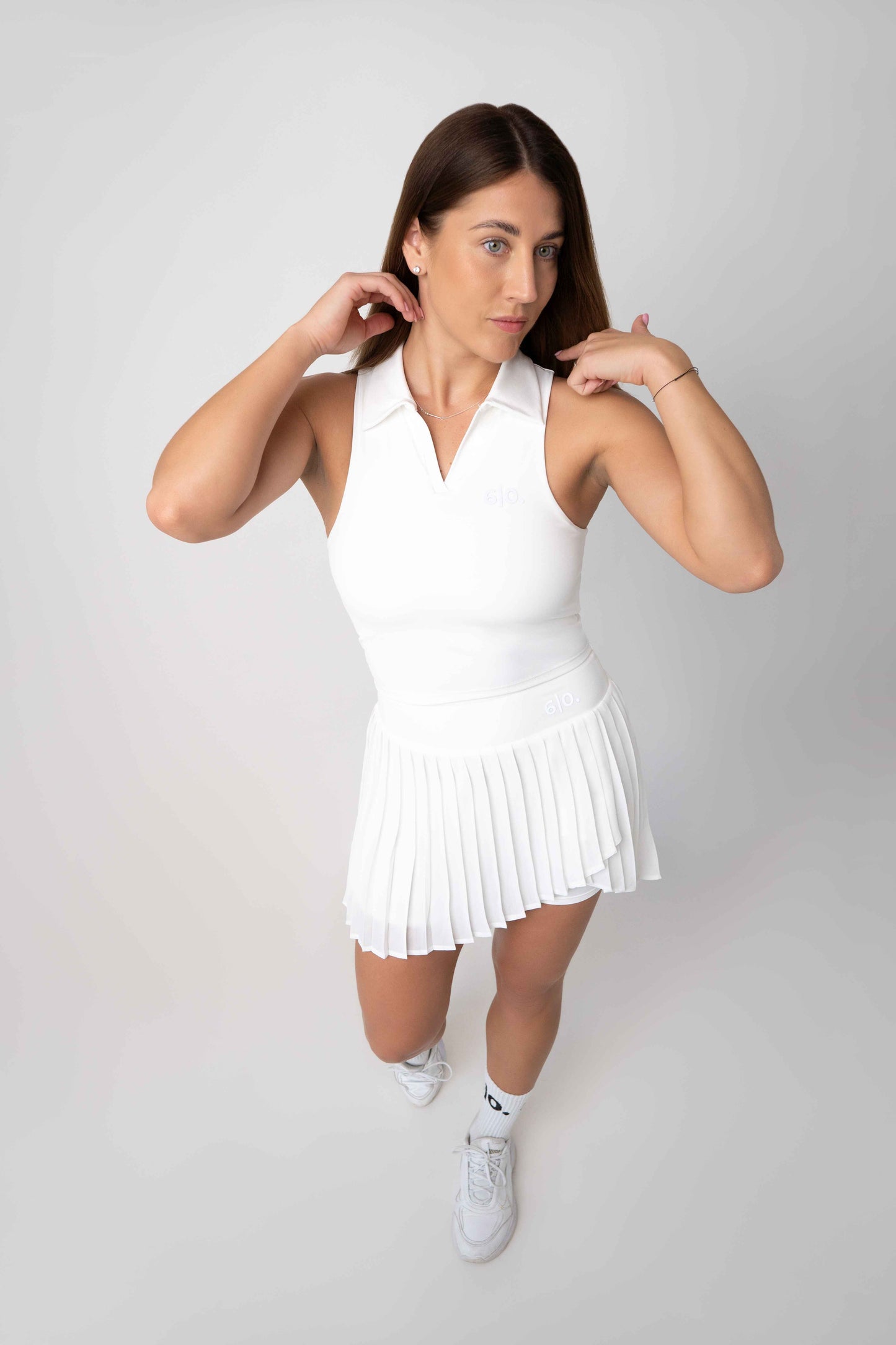 White polo t-shirt & skirt set