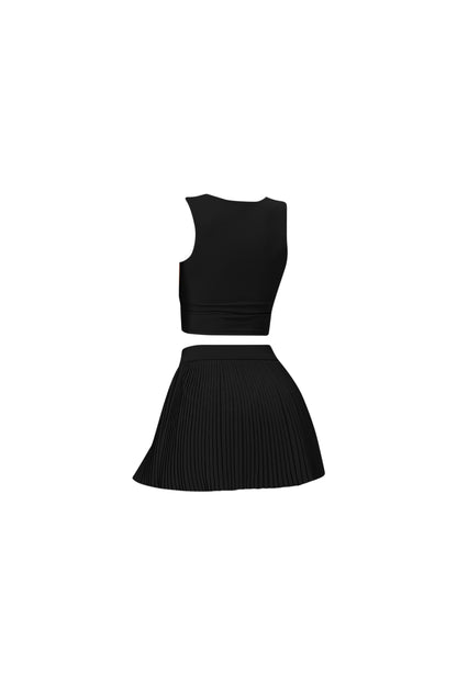 Black color top and pleated skirt set My Store