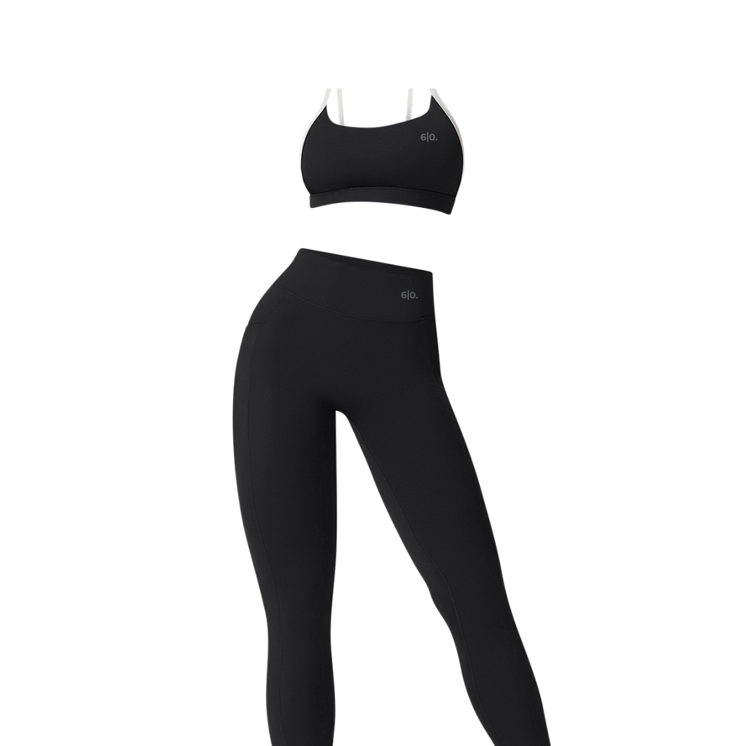 Black soft material leggings & bra set My Store