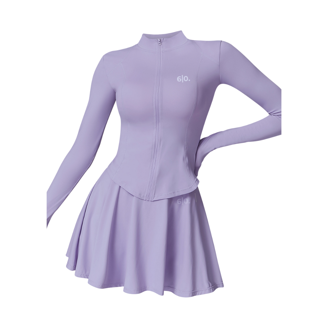 Purple long sleeves top & skirt set