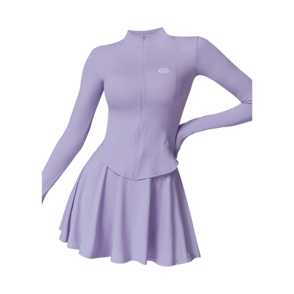 Purple long sleeves top & skirt set