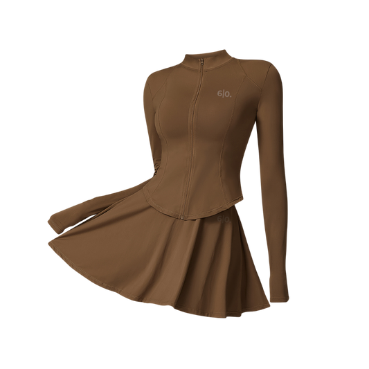 Brown long sleeves top & skirt set My Store