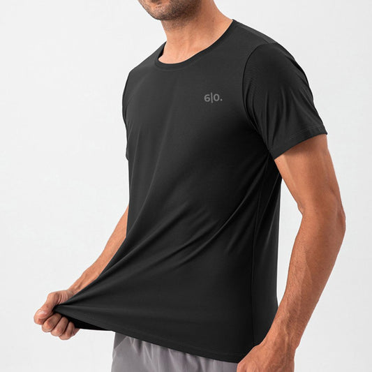 Black quick dry material short sleeve t-shirts for men