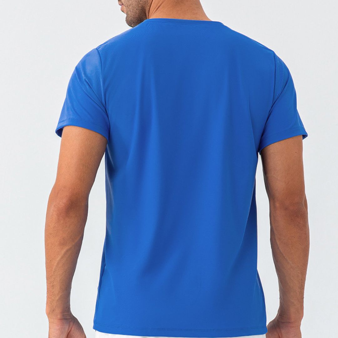 Blue quick dry material short sleeve t shirts for men