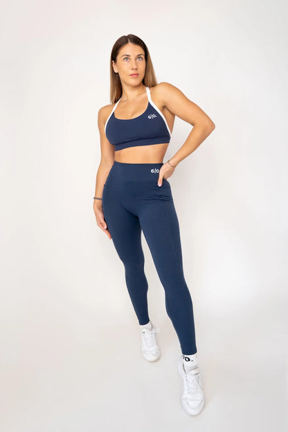 Blue soft material leggings & bra set My Store