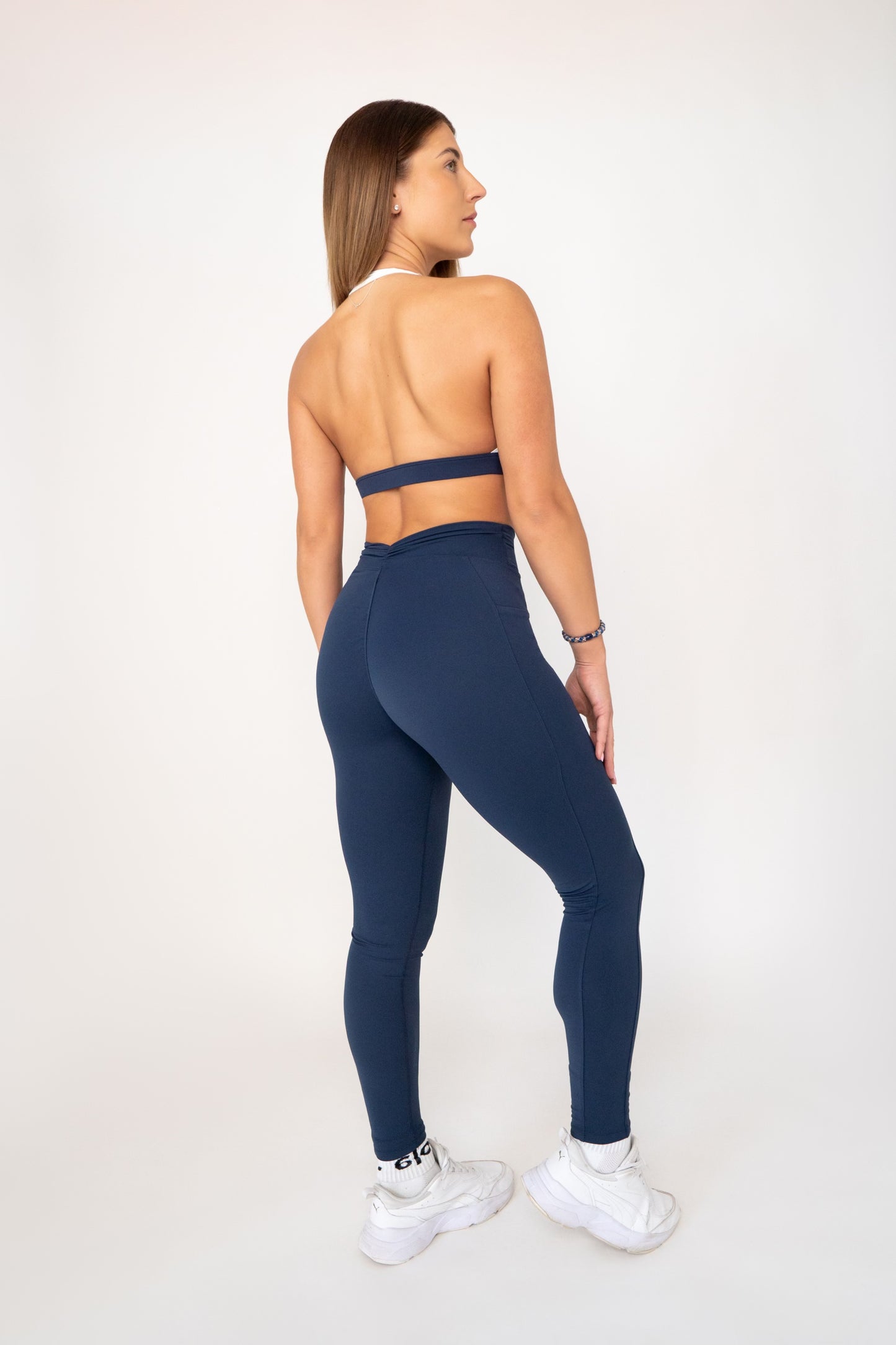 Blue soft material leggings & bra set My Store