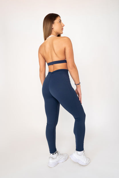 Blue soft material leggings & bra set My Store