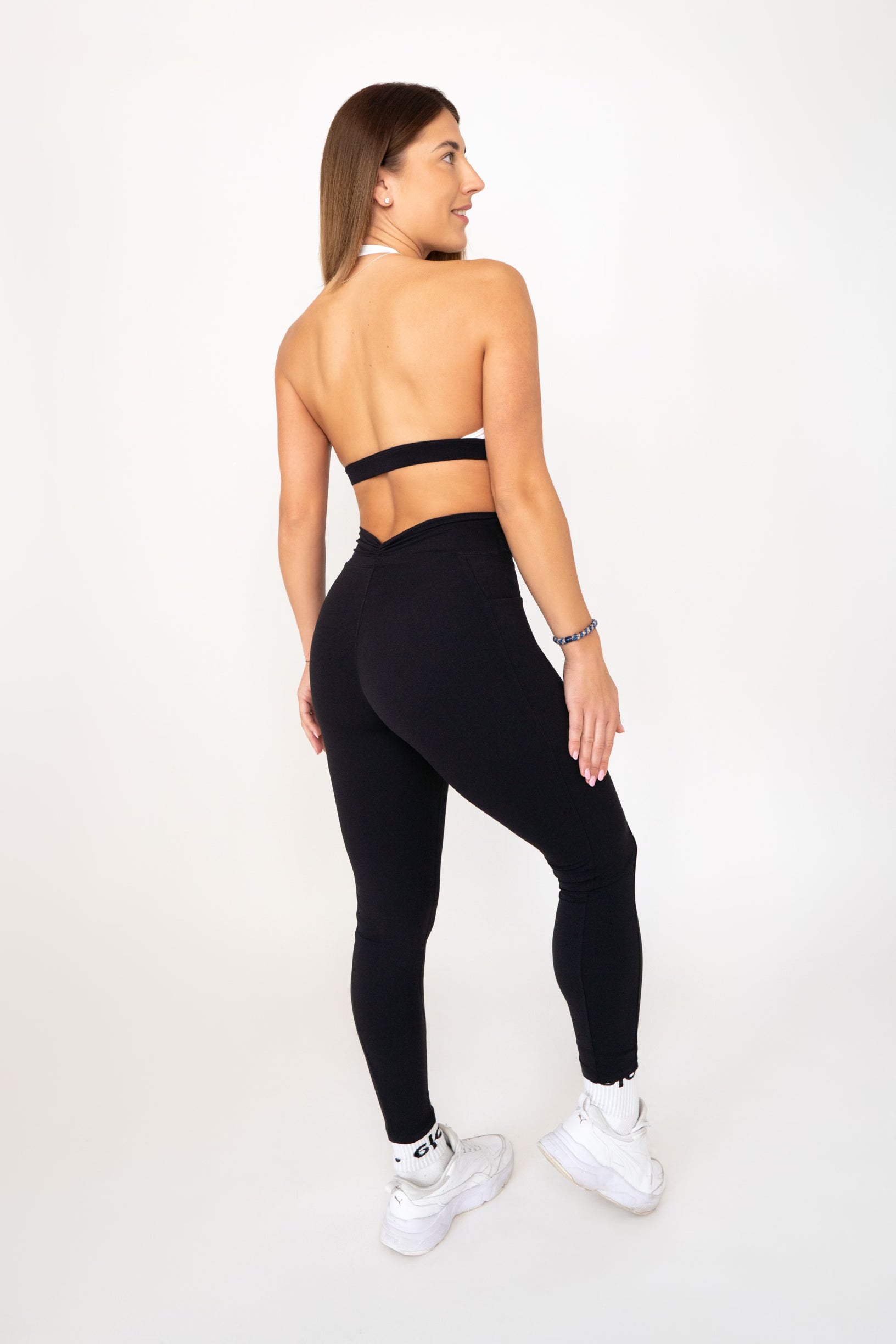 Black soft material leggings & bra set My Store