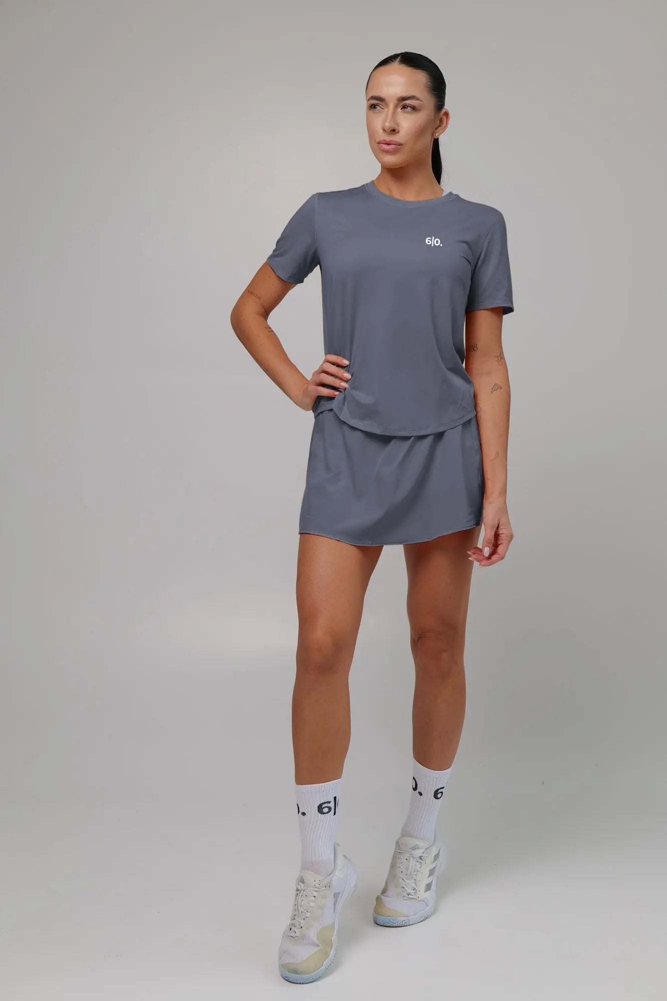 Grey Light material shirt and skirt set (without bra) My Store