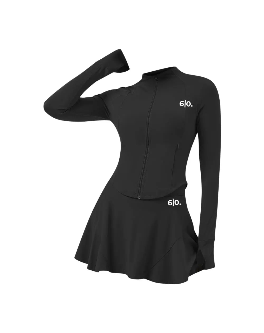 Black soft material Jacket & Skirt set - Six Zero padel