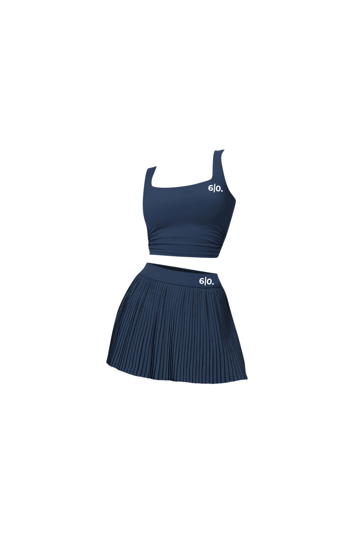 Blue color top and pleated skirt set - Six Zero padel