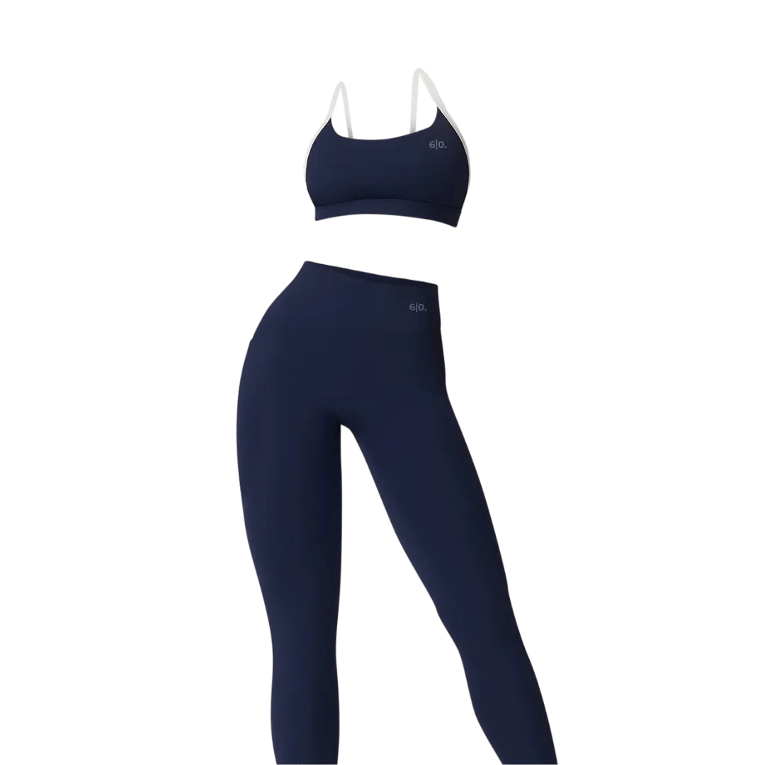 Blue soft material leggings & bra set - Six Zero padel