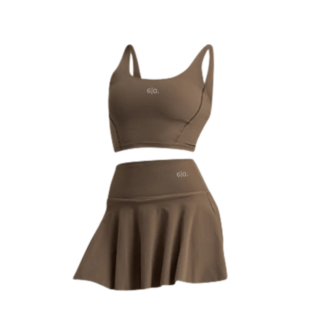 Brown Bra top & skirt set - Six Zero padel