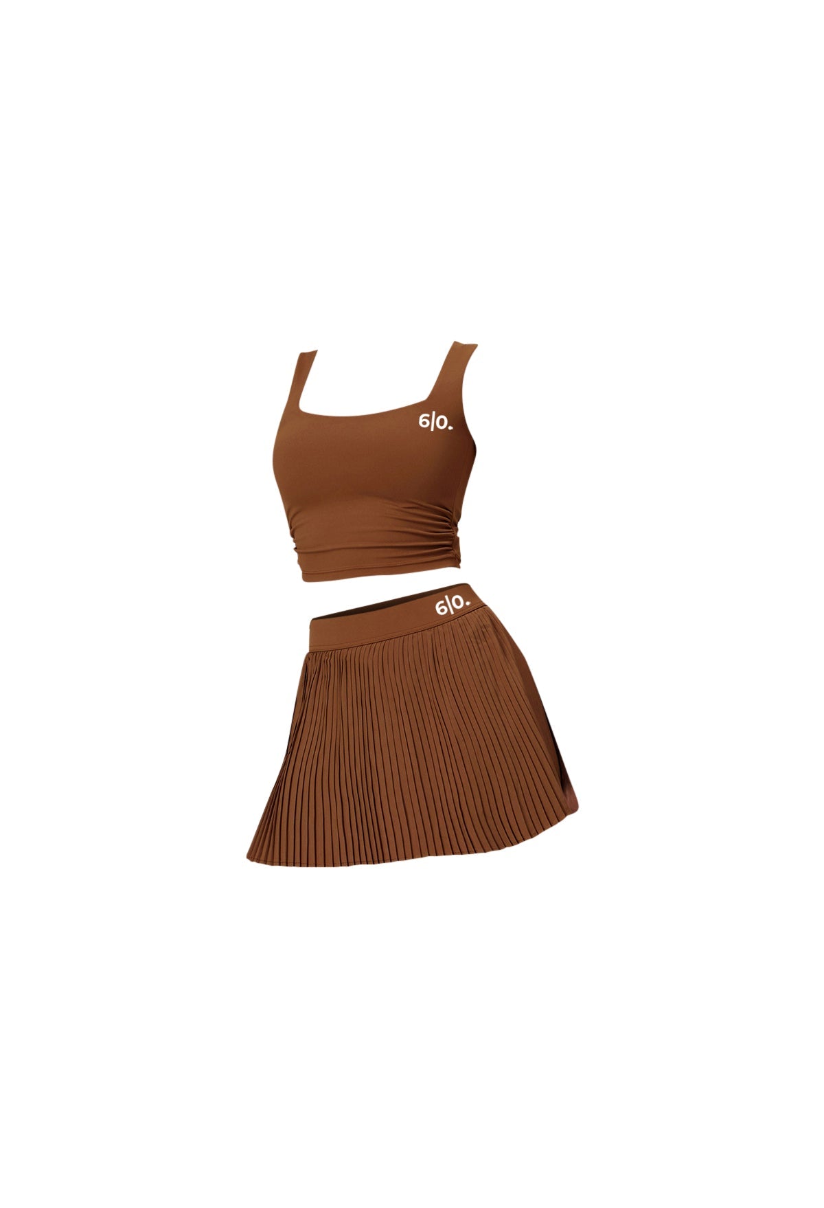 Brown color top and pleated skirt set - Six Zero padel