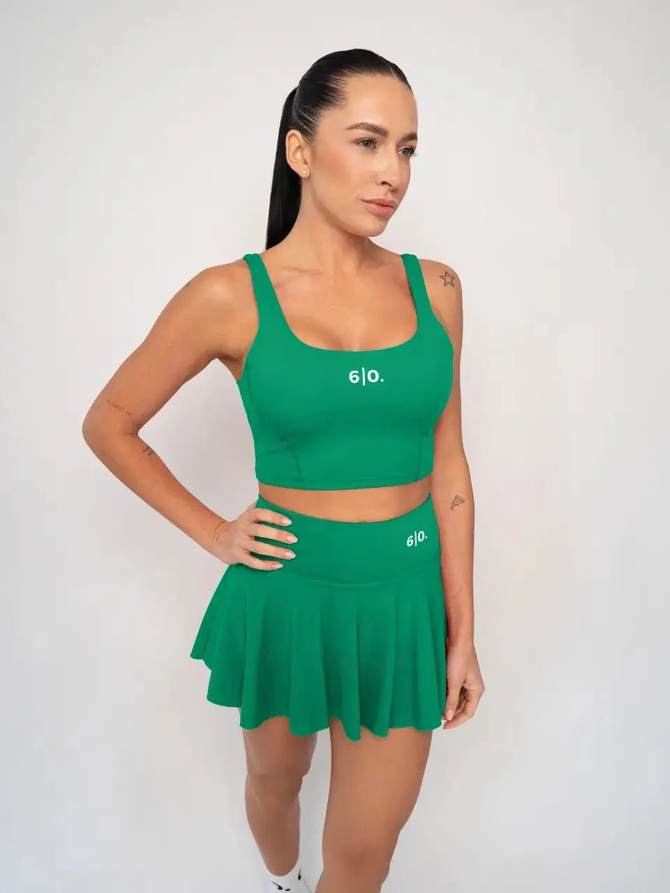 Dark brown Bra top & skirt set - Six Zero padel