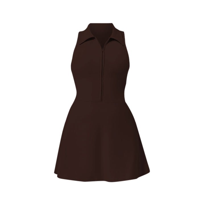 Dark brown modern style polo padel dress - Six Zero padel