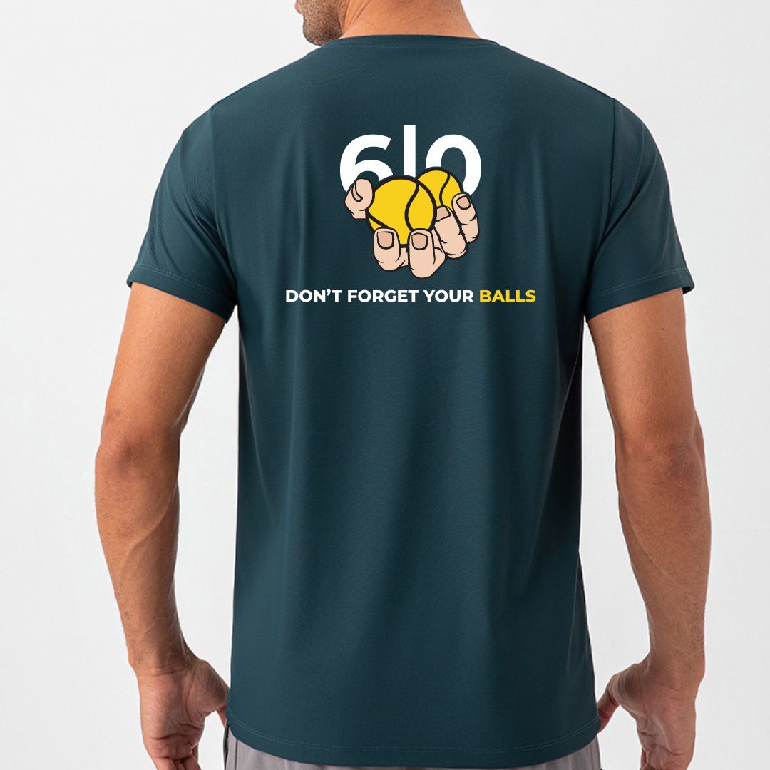 Dark green quick dry material t-shirts for men With print - Six Zero padel
