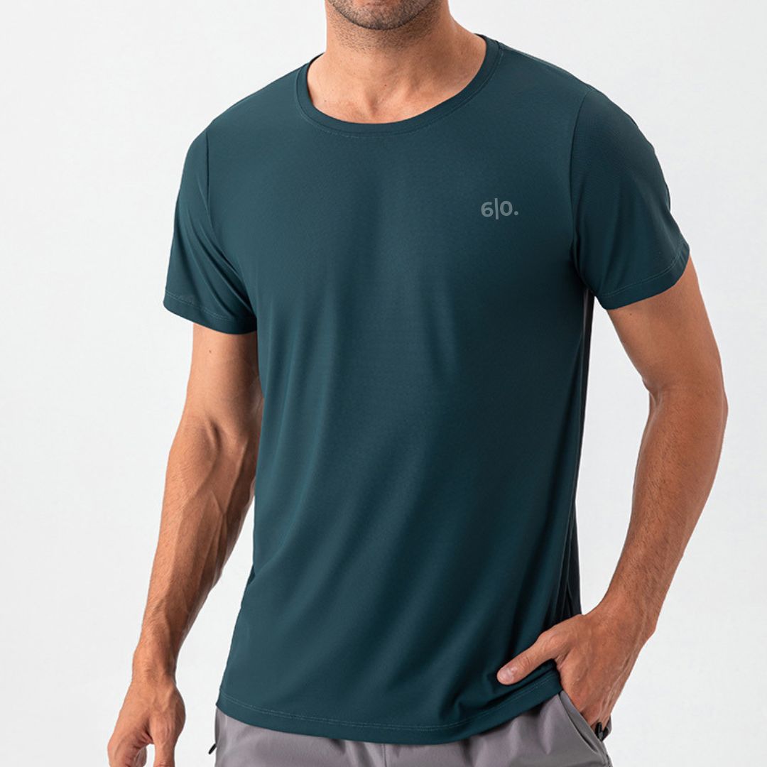 Dark green quick dry material t-shirts for men With print - Six Zero padel