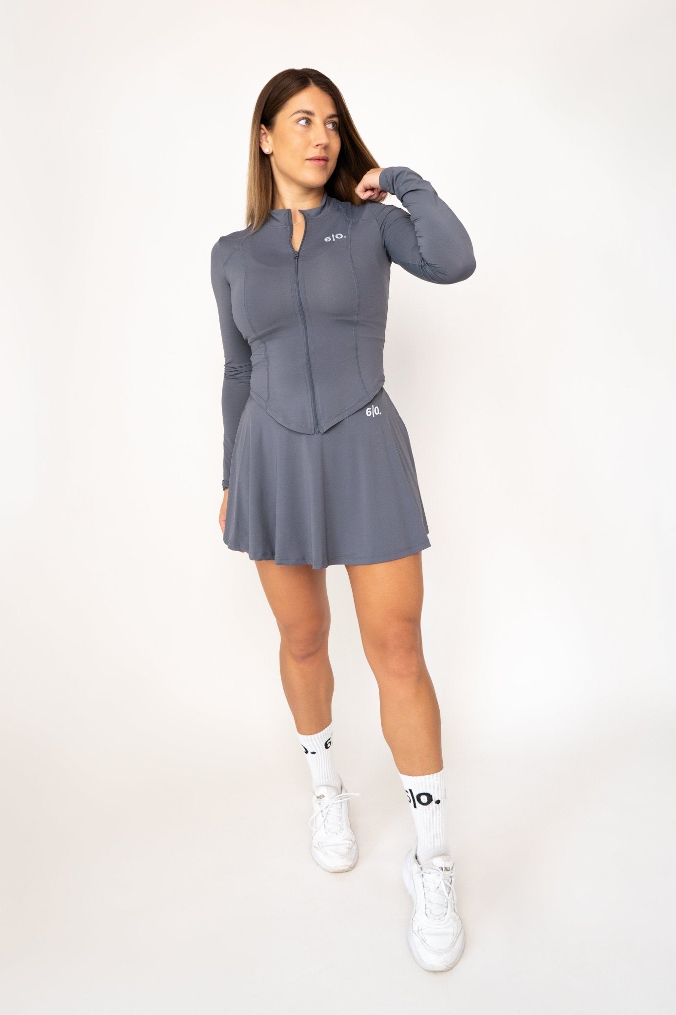 Dark grey long sleeves top & skirt set - Six Zero padel