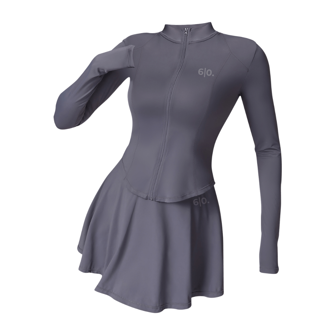 Dark grey long sleeves top & skirt set - Six Zero padel