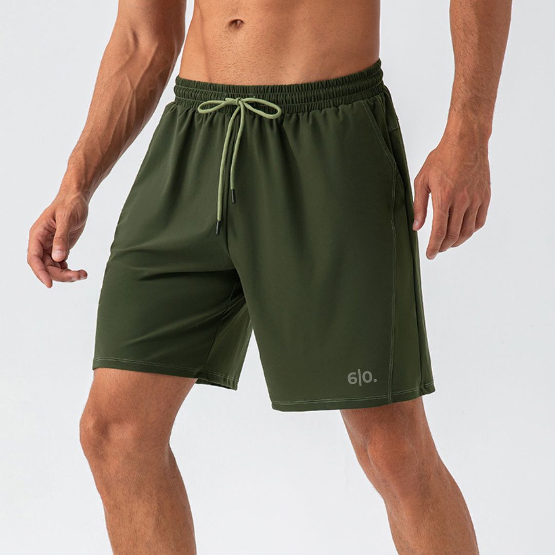 Green straight design padel shorts for men - Six Zero padel