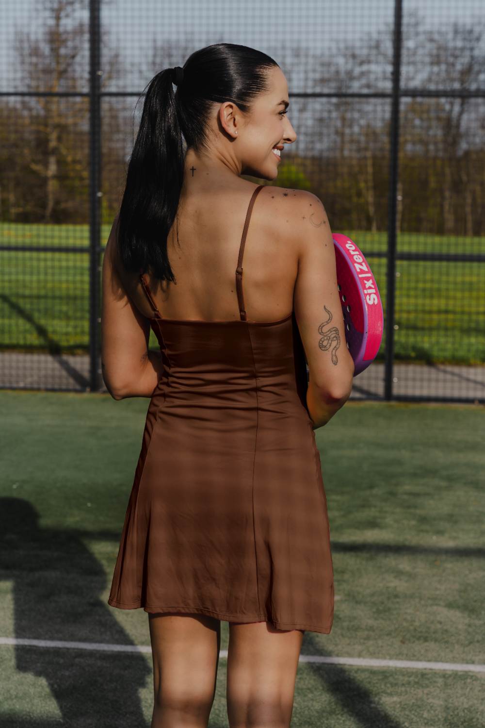 SIA pink dress with straps - Six Zero padel